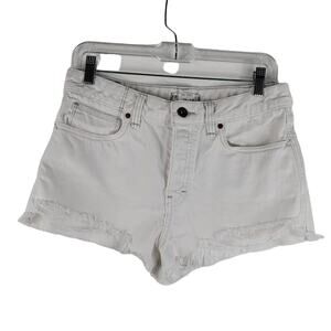 Free People White Distressed Frayed Hem Jean Women's Shorts 28